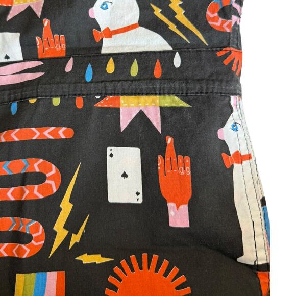 Nooworks Magic Print Jumpsuit Size Large Black Short Sleeves - Picture 8 of 9